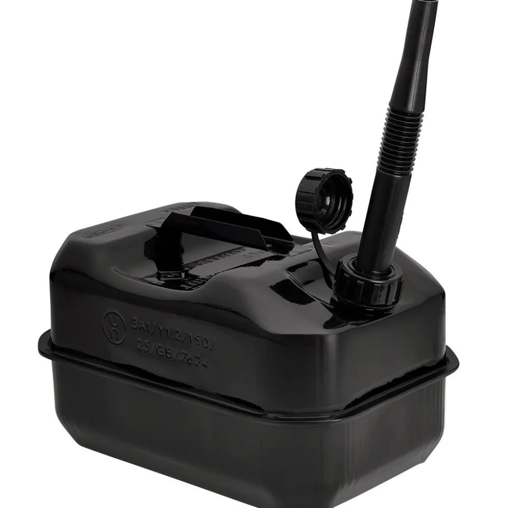 Flat Steel Fuel Can, 10L, Black