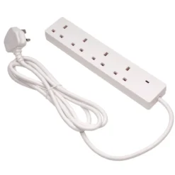 Four Socket Extension Lead with Neon Indicator, 2m