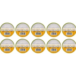 Green/Yellow PVC Electrical Insulation Tape, 19mm x 33m (Pack of 10)