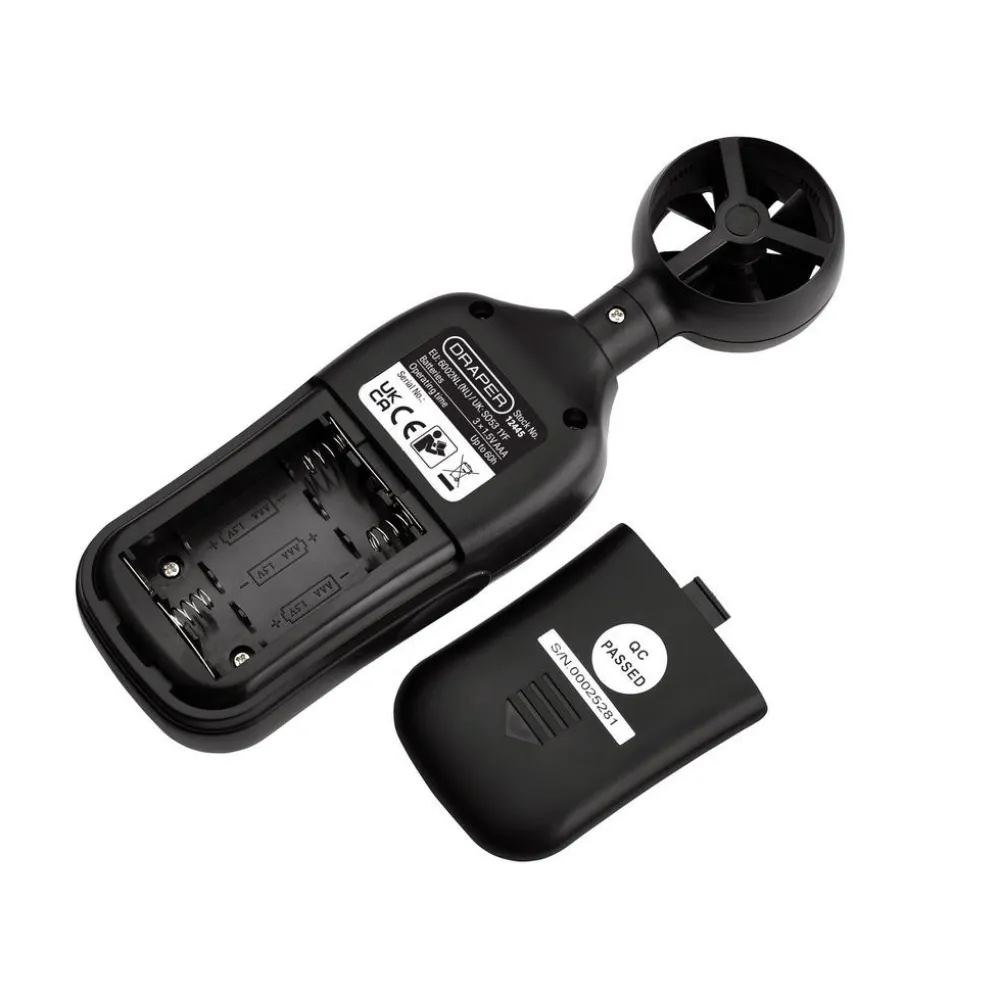Handheld Digital Anemometer - Wind Speed and Temperature Meter, 0.4-30m/s and -20 to +70°C