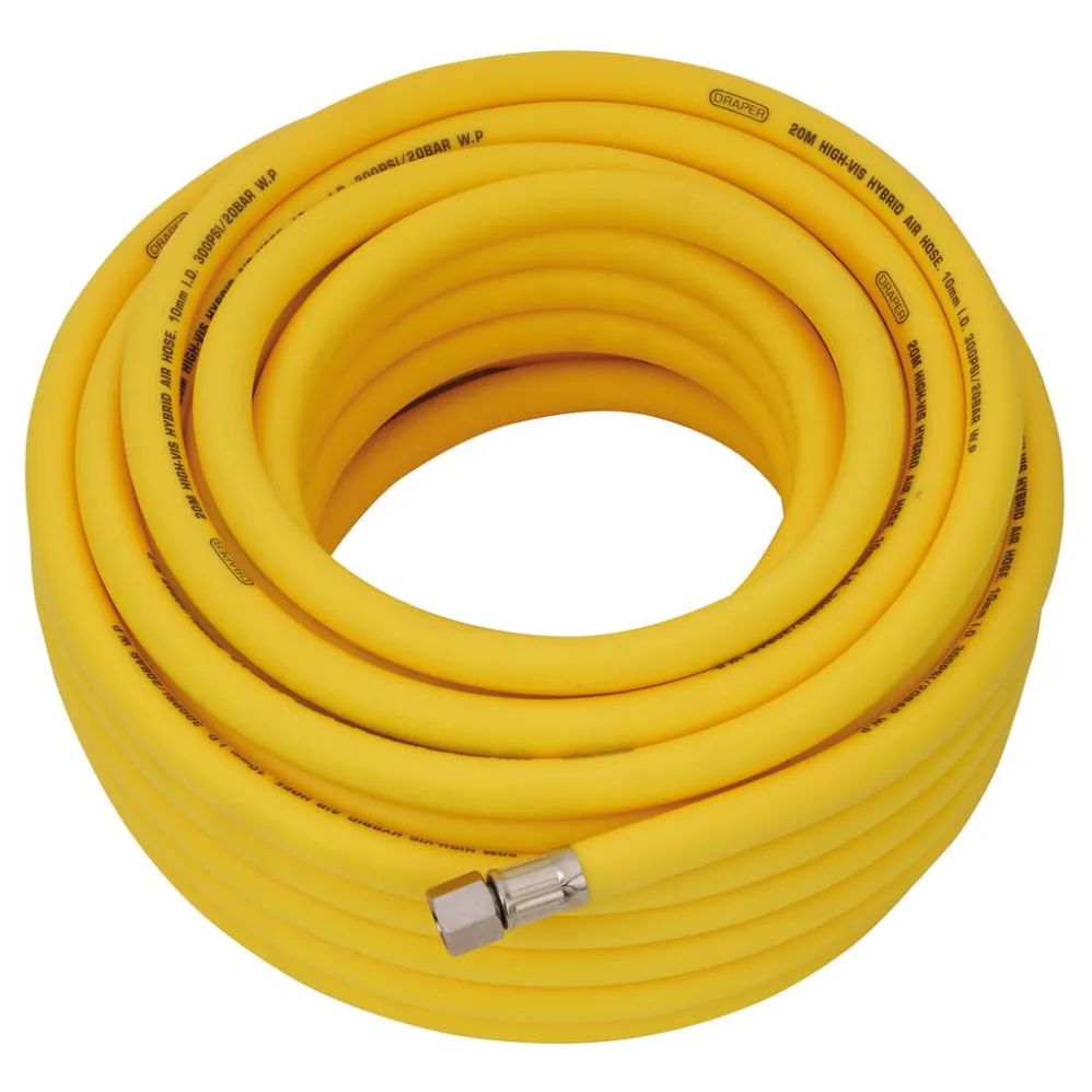 High Visibility Hybrid Air Hose, 20m x 10mm, 1/4" BSP, Yellow