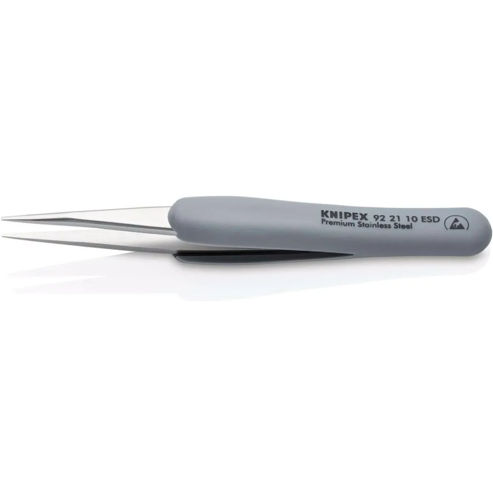 KNIPEX 92 21 10 ESD Precision Tweezers with rubber handles ESD, 123mm