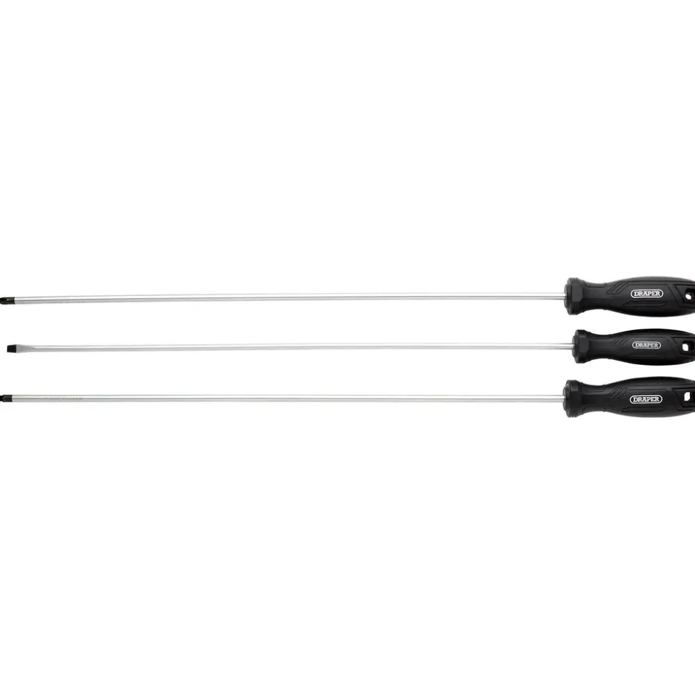 Long Reach Hard Grip Screwdriver Set (3 Piece)