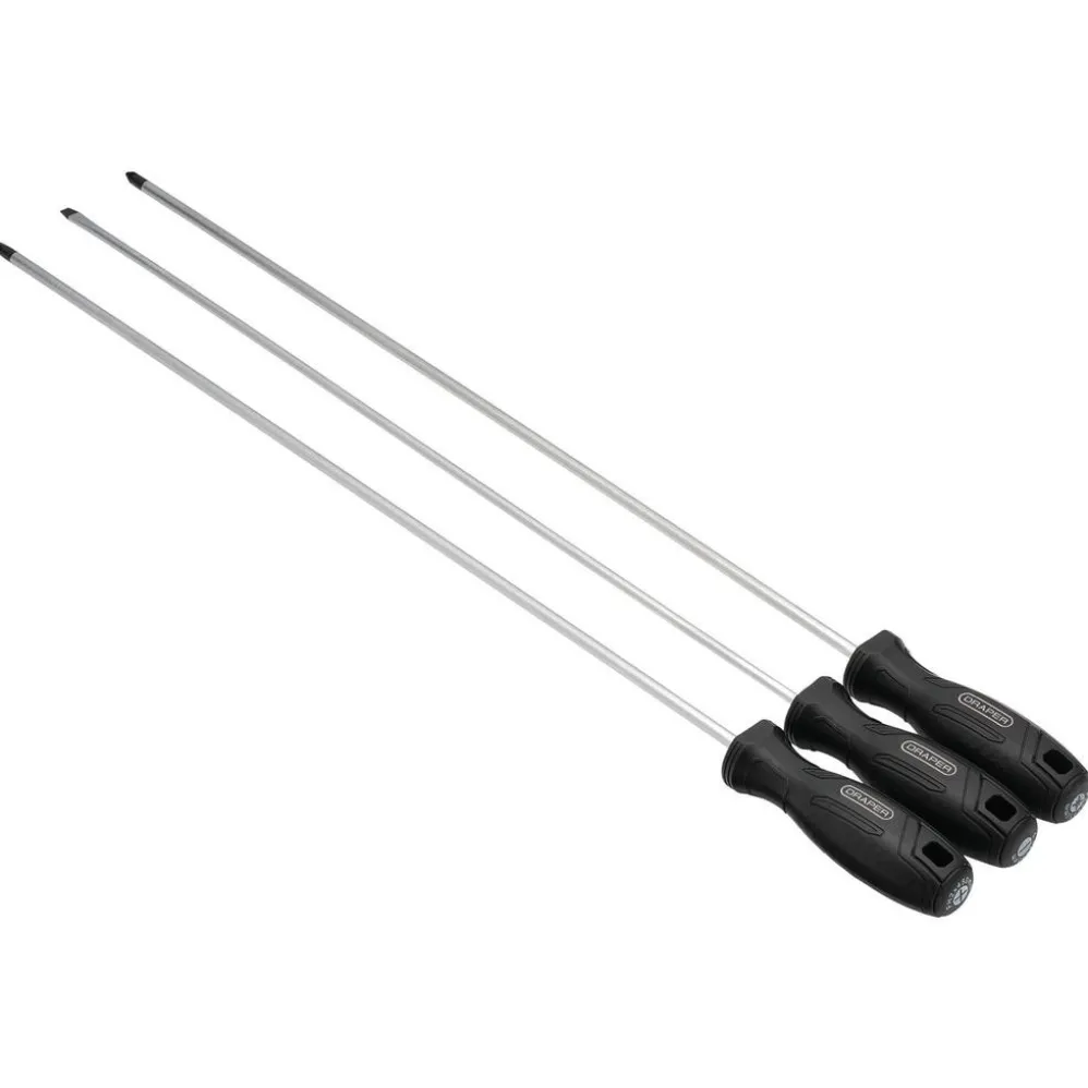Long Reach Hard Grip Screwdriver Set (3 Piece)