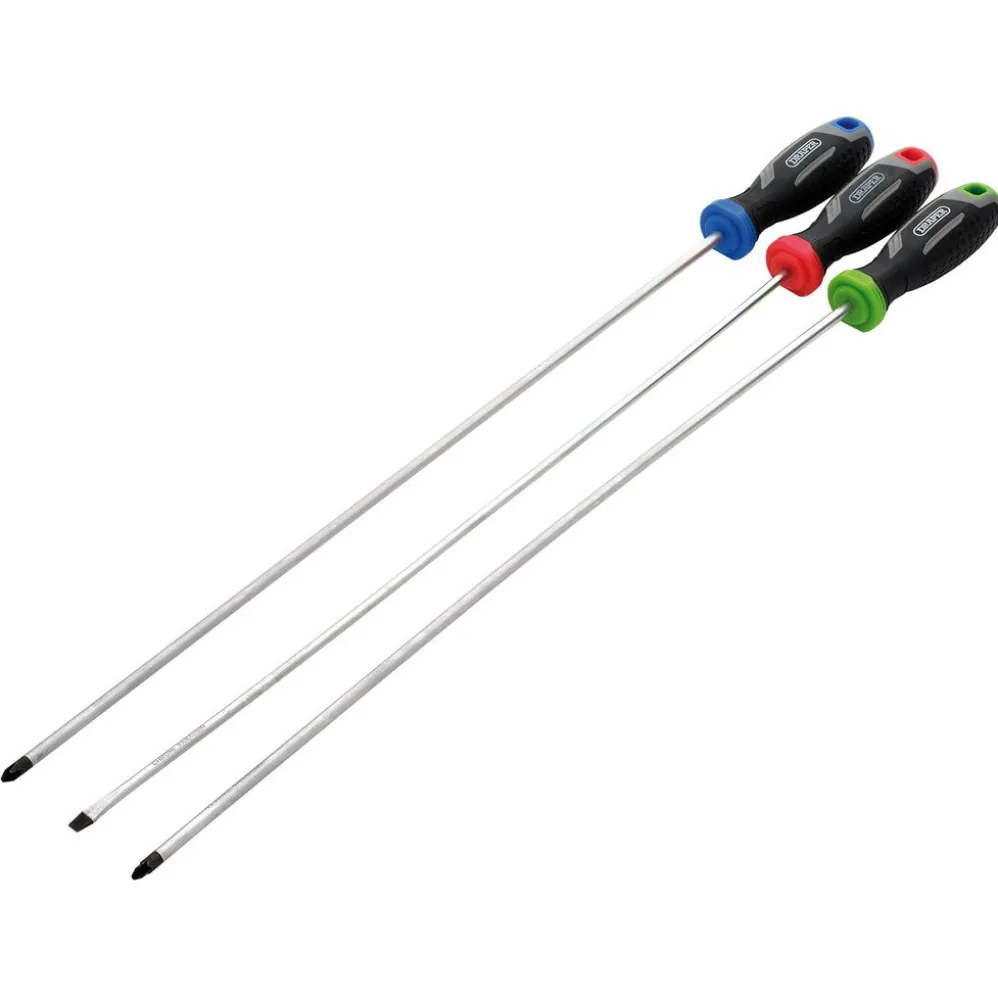 Long Reach Soft Grip Screwdriver Set (3 Piece)