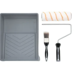 Medium Pile Polyester Paint Roller and Brush Set with Soft Grip (4 Piece)