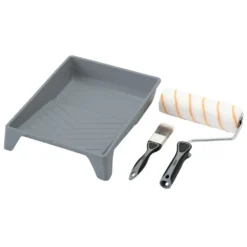 Medium Pile Polyester Paint Roller and Brush Set with Soft Grip (4 Piece)