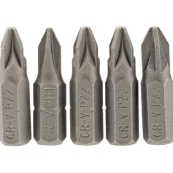 PZ Type Insert Bit, 1/4" Hex, 25mm Long, No.2 (Pack of 5)
