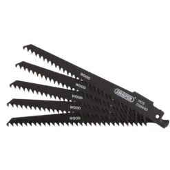 Reciprocating Saw Blades for Wood and Plastic Cutting, 150mm, 6tpi (Pack of 5)