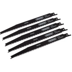 Reciprocating Saw Blades for Wood and Plastic Cutting, 200mm, 6-10tpi (Pack of 5)