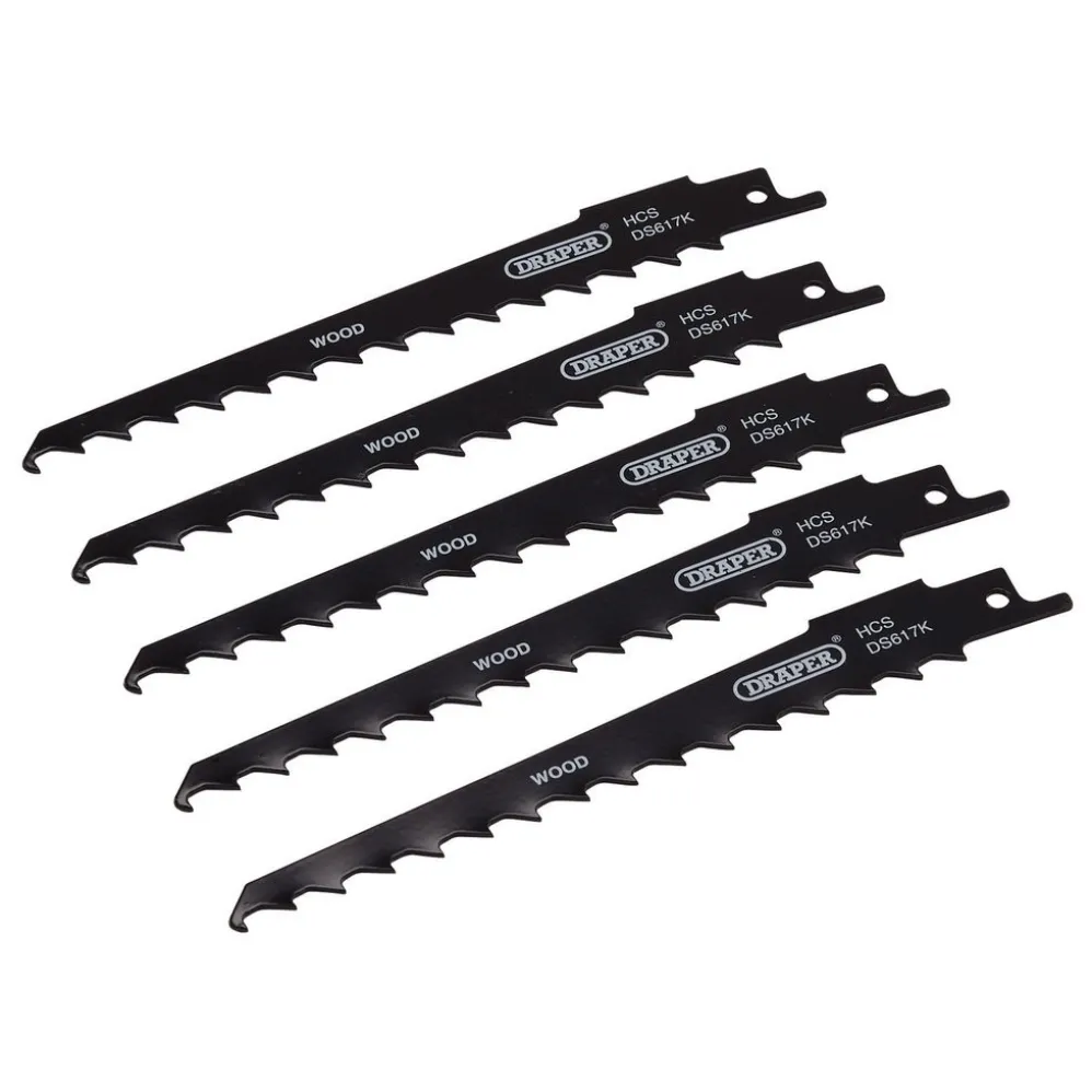 Reciprocating Saw Blades for Wood and Plastic Cutting, 150mm, 3tpi (Pack of 5)