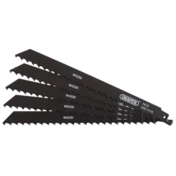 Reciprocating Saw Blades for Wood and Plastic Cutting, 225mm, 3tpi (Pack of 5)