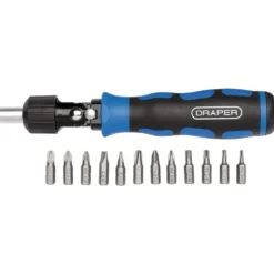 Reversible Pivoting Ratchet Screwdriver and Bit Set (13 Piece)