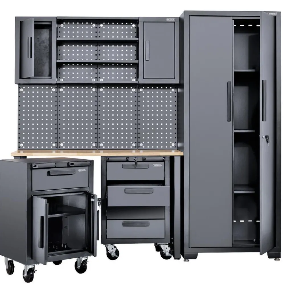 Single Garage Workstation with Roller Cabinets