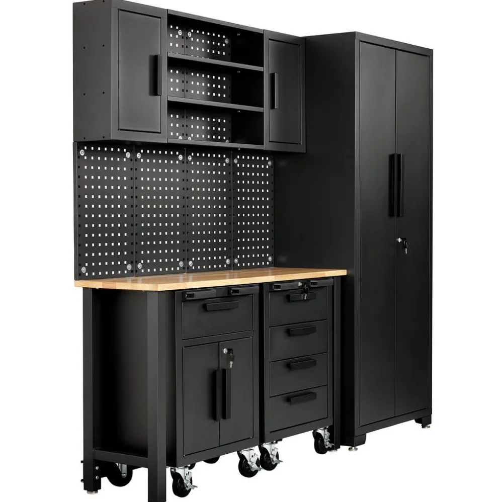 Single Garage Workstation with Roller Cabinets