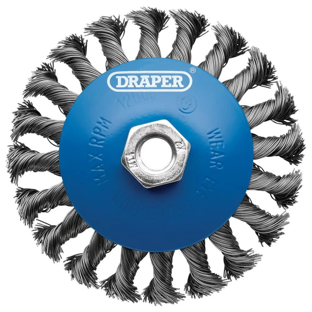 Steel Bevelled Twist-Knot Wire Wheel Brush, 115mm, M14