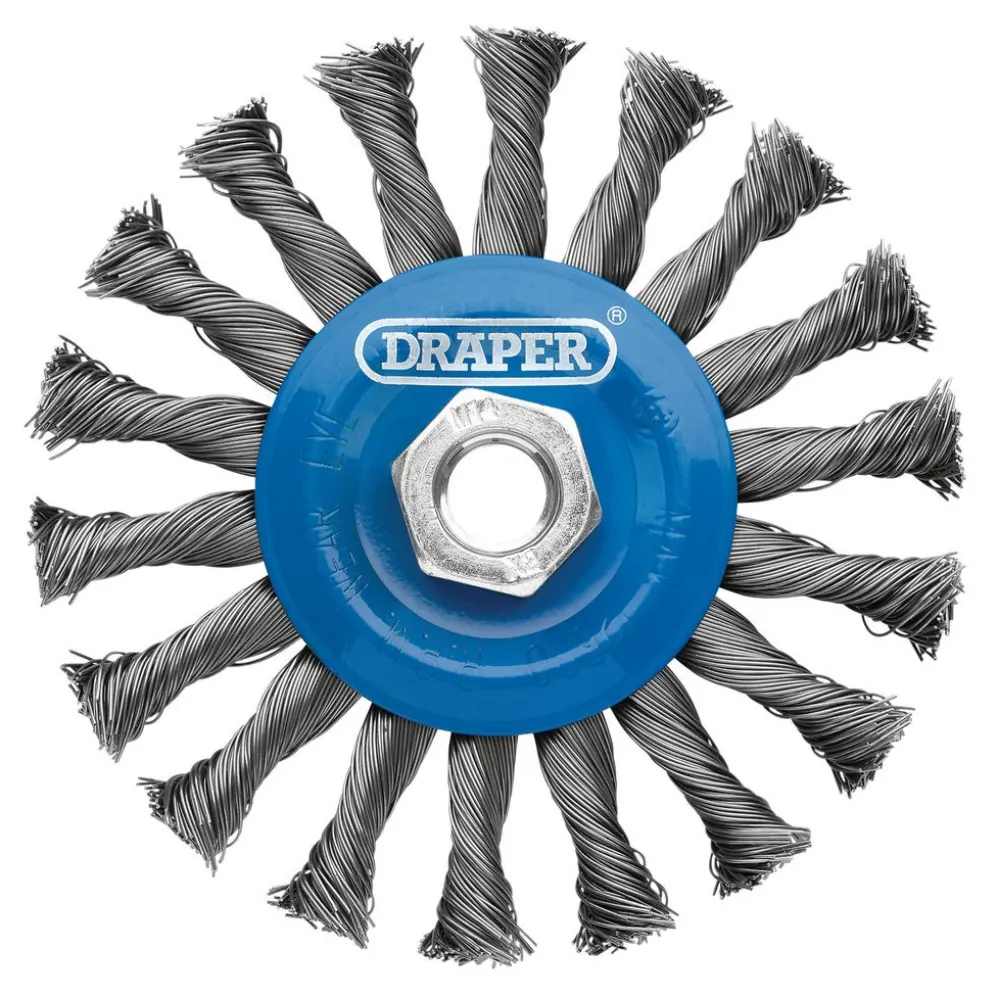 Steel Twist-Knot Flat Wire Wheel Brush, 115mm, M14