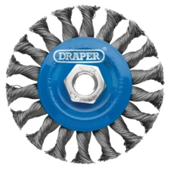Steel Twist-Knot Flat Wire Wheel Brush, 100mm, M14