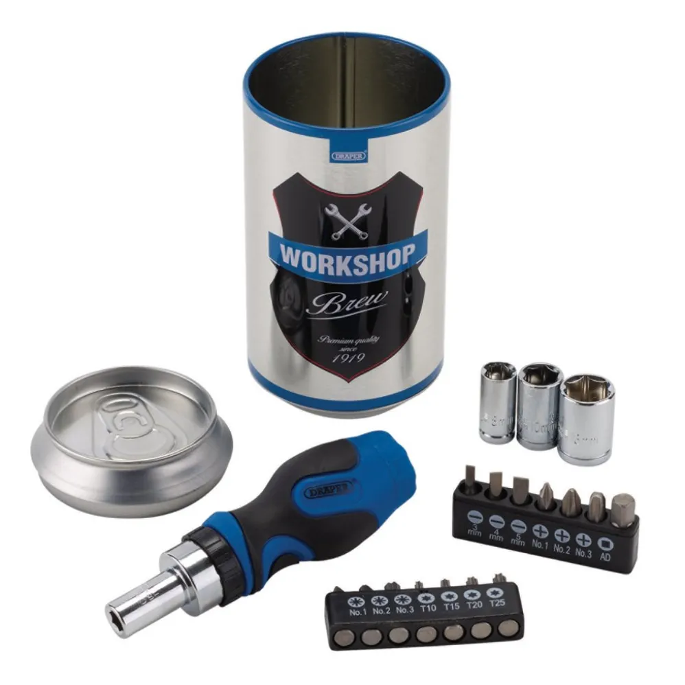 Stubby Ratchet Screwdriver and Bit Set, Special Edition - Workshop Brew (18 Piece)