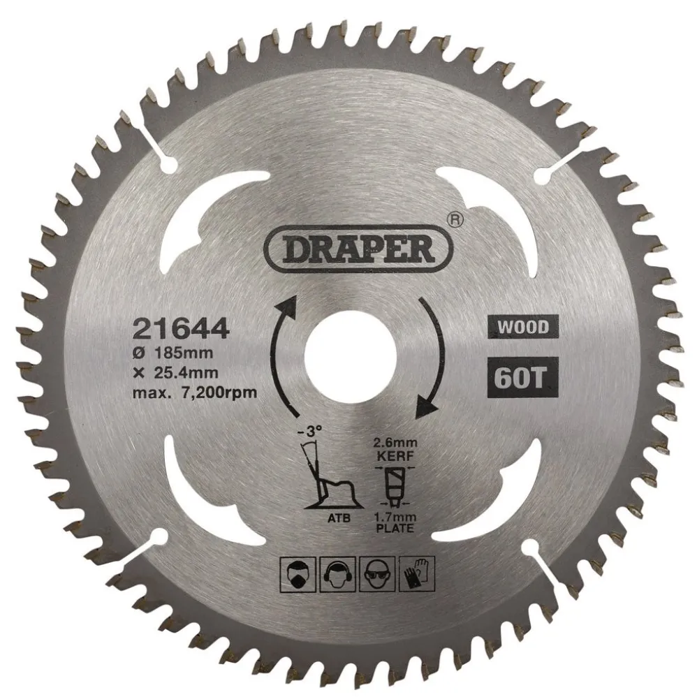 TCT Circular Saw Blade for Laminate & Wood, 185 x 25.4mm, 60T