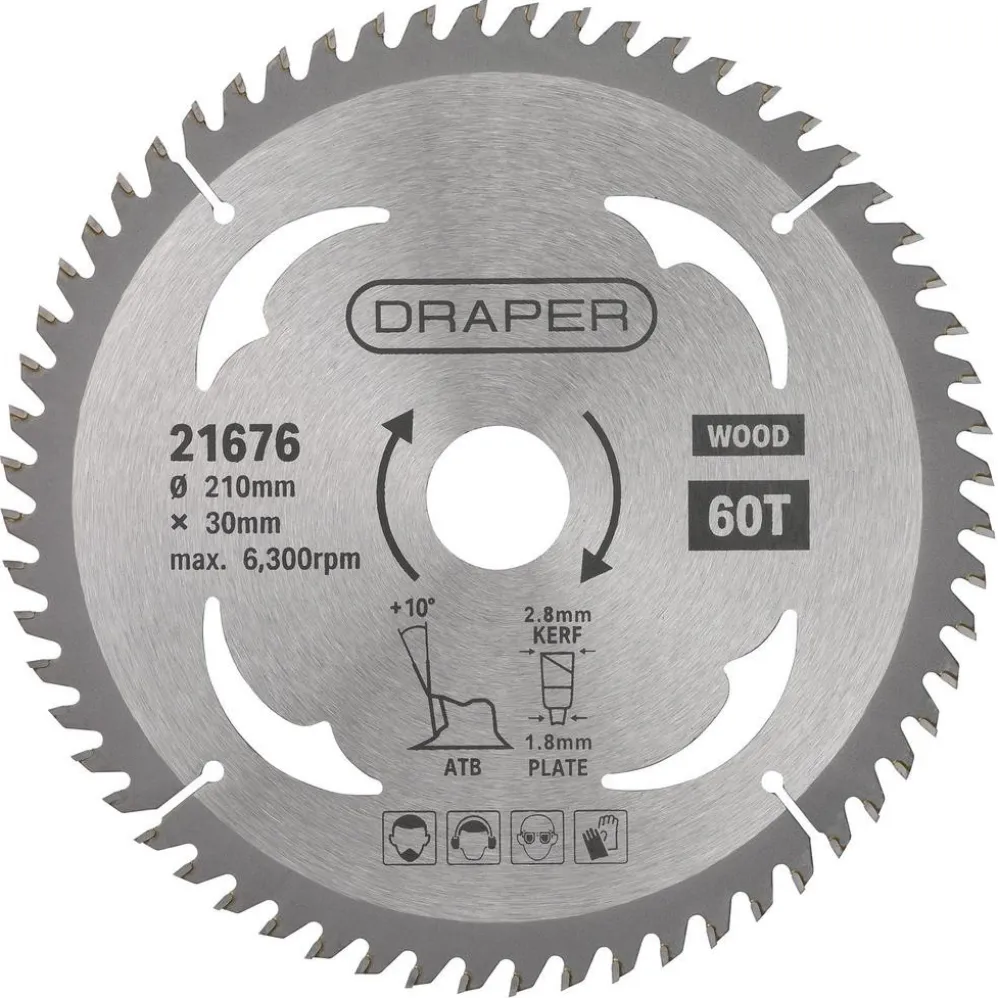 TCT Circular Saw Blade for Wood, 210 x 30mm, 60T