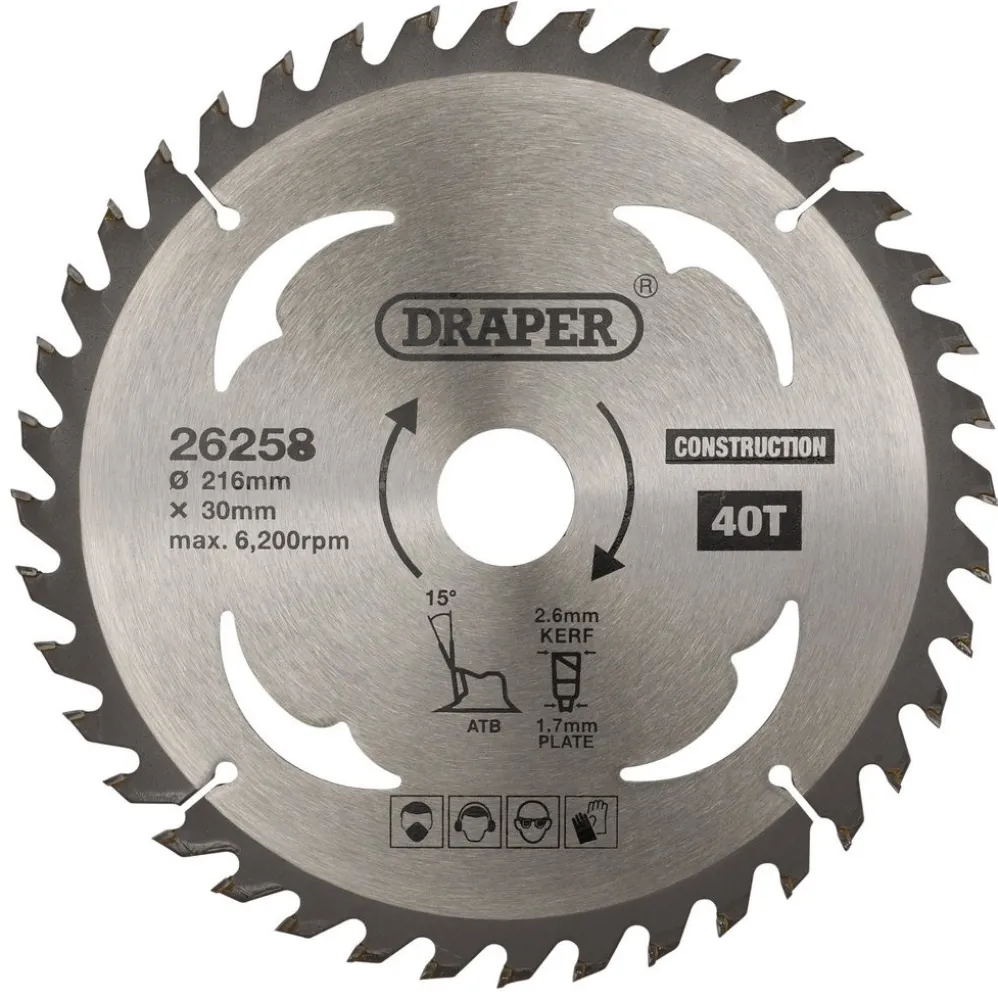 TCT Construction Circular Saw Blade, 216 x 30mm, 40T