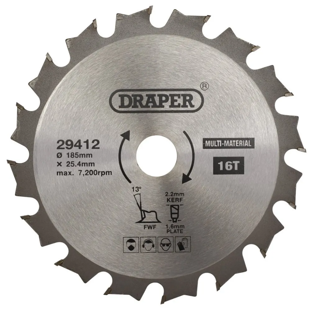 TCT Multi-Purpose Circular Saw Blade, 185 x 25.4mm, 16T