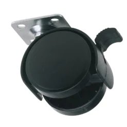 Twin Nylon Plate Castor with Brake, 40mm Diameter, S.W.L. 25kg