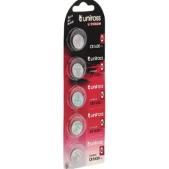 Uniross Lithium Coin Cell CR1620 Batteries (Pack of 5)