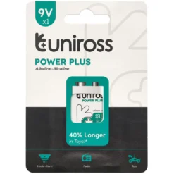 Uniross 6LR61 9V Power Plus Alkaline Battery