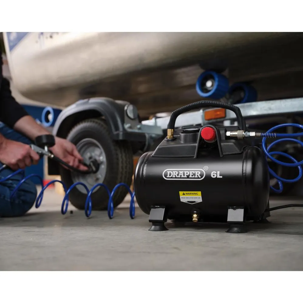 230V 6L Oil-Free Air Compressor, 1.2kW/1.5hp