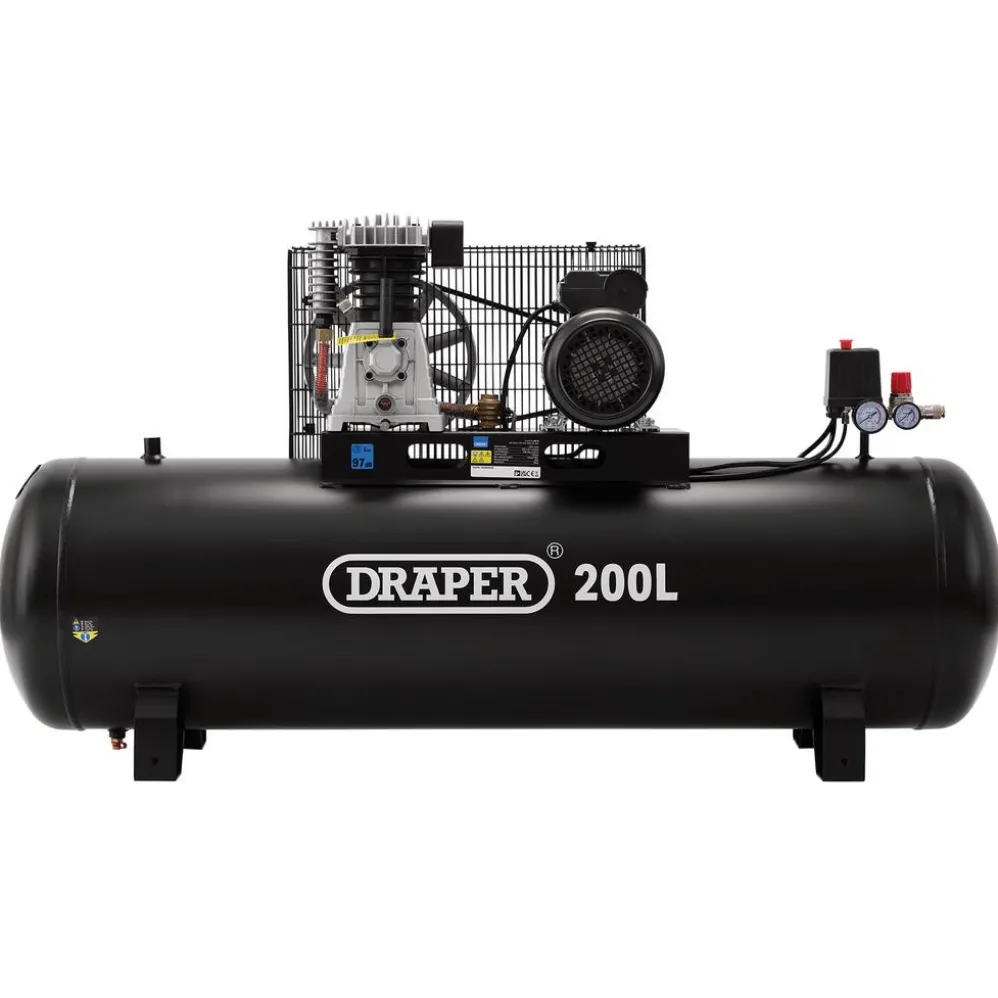 230V 200L Stationary Belt-Driven Air Compressor, 2.2kW/3HP