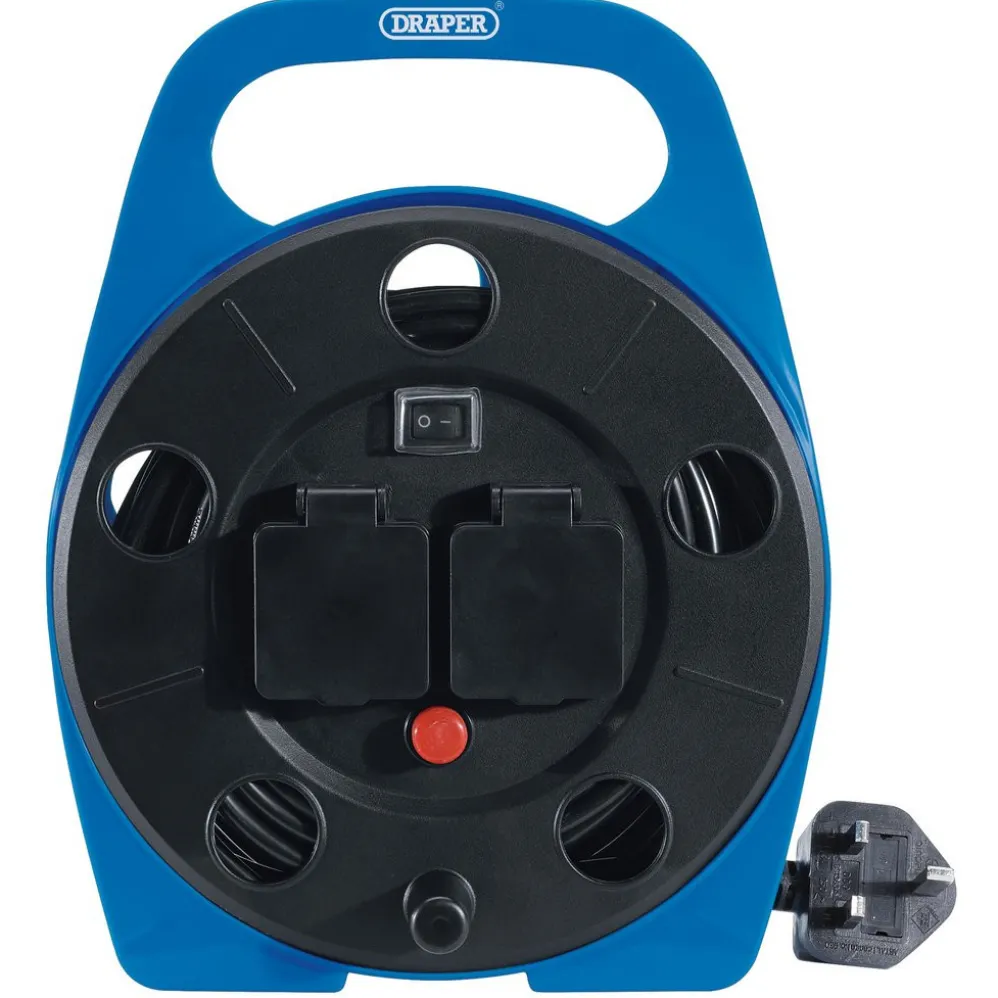 230V 2-Way Cable Reel with LED Work Light, 10m